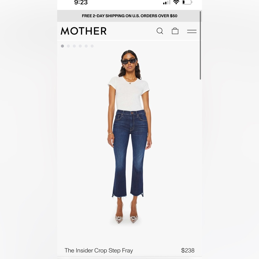 MOTHER pair of denim, “The Insider Crop Step Fray”